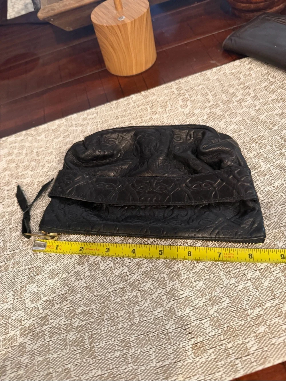 Alex and Ani embossed leather zippered pouch